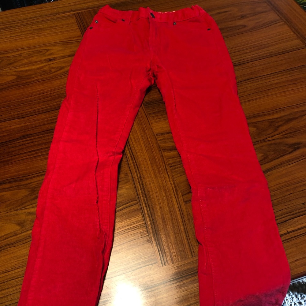 J. Crew Red Stretch Corduroy Skinny Pant